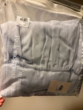 Birdy Grey Light Blue V-Neck Flutter Sleeve Dress